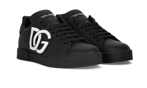 Calfskin Portofino sneakers with DG logo Black - Image 3