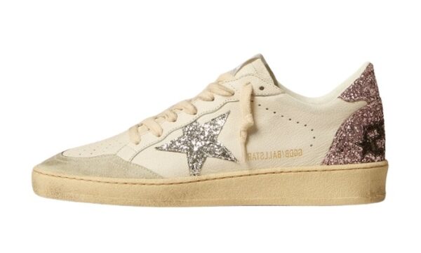 Ball Star con stella in glitter argento e talloncino in glitter rosa - Image 1