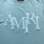Amiri Staggered Logo Blue T-Shirt - Image 3