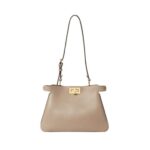 Tasche aus grauem Taupe-Leder  19cm