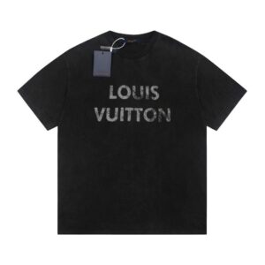 T-shirt Louis Vuitton LV Black Distressed Logo
