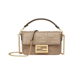 Ledertasche aus Nappaleder in Taupefarbe 13cm