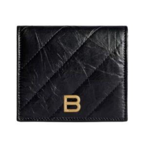 Kartenhalter mit Steppmuster in Schwarz 9cm