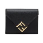 Brieftasche aus schwarzem Leder 8cm