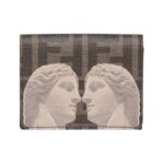 Braune FF Stoffbrieftasche mit Statue Druck 8cm