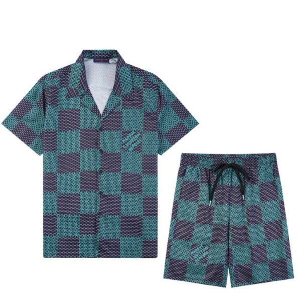 Set Louis Vuitton LV Green Checkered Print - Image 1