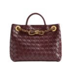Top-Griff-Tasche aus geschmeidigem Intrecciato-Leder in Krappbraun 25cm
