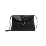 Crossbody-Tasche aus glattem Kalbsleder in Schwarz 23cm