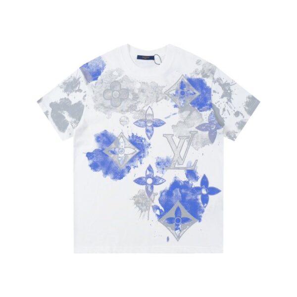T-shirt Louis Vuitton White Blue Print - Image 1
