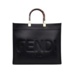 Schwarze Leder-Shoppingtasche 31cm