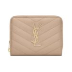 Cassandre matelassierte kompakte Rei?verschluss-Brieftasche aus Grain de Poudre Leder 12cm