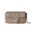 Super-Mini-Tasche aus taupefarbenem Leder 16.5cm