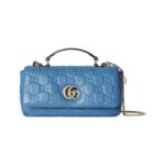 Blaue gesteppte GG-Leder-Tote-Tasche 21.1cm