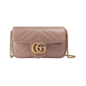 Zartrosa Matelass?-Leder Super-Mini-Tasche 21.1cm