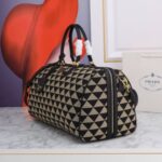 Symbole bestickte Stoff-Reisetasche Schwarz/Beige 50 cm - Image 4