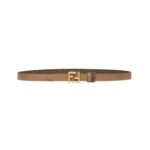Beidseitiger Gürtel aus mit FF-Muster in brauner Farbe und beige Leder 2cm - Image 2
