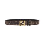 Beidseitiger G?rtel aus schwarzem Leder und Stoff mit FF-Muster 3,8cm - Image 2