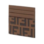 laches Etui f?r Plastikkarten aus braunem und schwarzem Leder mit FF-Druck 8cm - Image 2