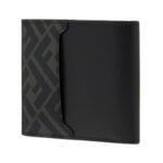 Komakte Bi-Fold Brieftasche aus schwarzem Leder 9.5cm - Image 2