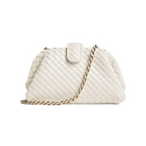 Lauren 1980 Clutch aus gepolstertem Intrecciato-Leder in Kreide 15cm