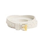 Intrecciato Nappa-Leder Gürtel in Kreide (width) 1.5cm