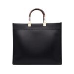 Schwarze Leder-Shoppingtasche 31cm - Image 2