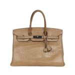 Poussi?re Matt Alligator mit Palladium-Beschl?gen 35cm