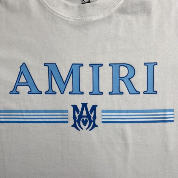 Amiri Bar Logo White/Blue T-Shirt - Image 3