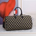 Symbole bestickte Stoff-Reisetasche Schwarz/Beige 50 cm - Image 3