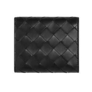 Leder-Geldb?rse Schwarz 9cm