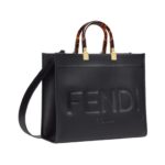 Schwarze Leder-Shoppingtasche 31cm - Image 3