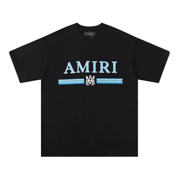 Amiri Bar Logo Black/Blue T-Shirt - Image 1