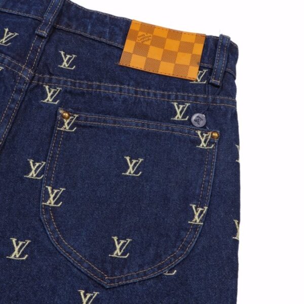 Denim Shorts Louis Vuitton LV Monogram Blue - Image 4