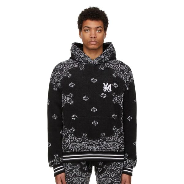 Amiri Bandana B-Ball Hoodie 'BlackGrey' - Image 3