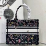 Book Tote Schwarz Herbarium Stickerei 36 cm - Image 3