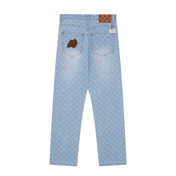 Jeans Louis Vuitton Monogram Light Wash Denim LV006 - Image 1