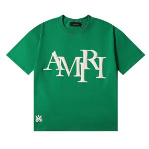 Amiri Staggered Logo Green T-Shirt