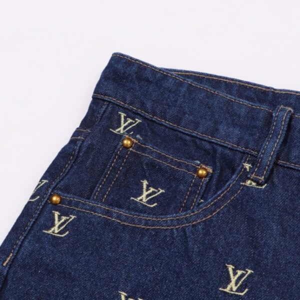 Denim Shorts Louis Vuitton LV Monogram Blue - Image 5