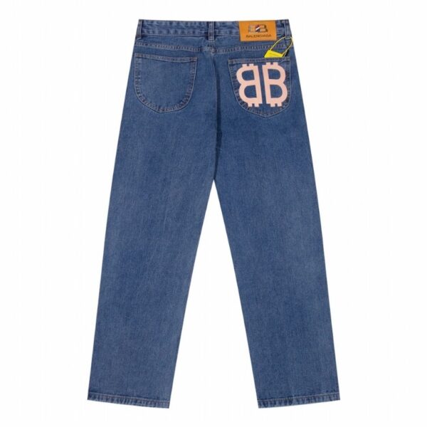 Jeans Balenciaga BB Logo Blue BL045 - Image 1