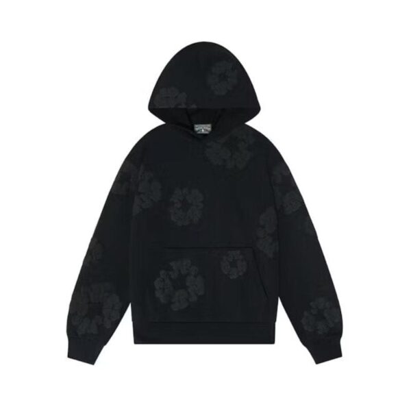 Hoodie Denim Tears Cotton Wreath Black Monochrome - Image 1