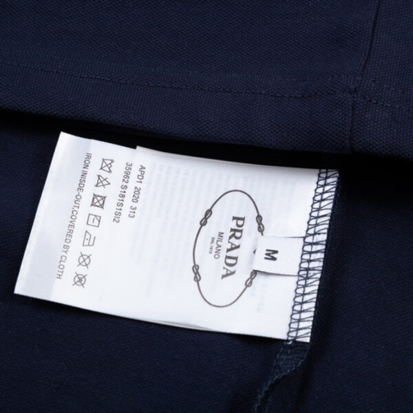 Polo Shirt Prada Logo Stripe Navy PD004 - Image 10