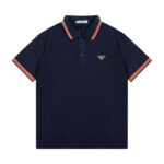 Polo Shirt Prada Logo Stripe Navy PD004