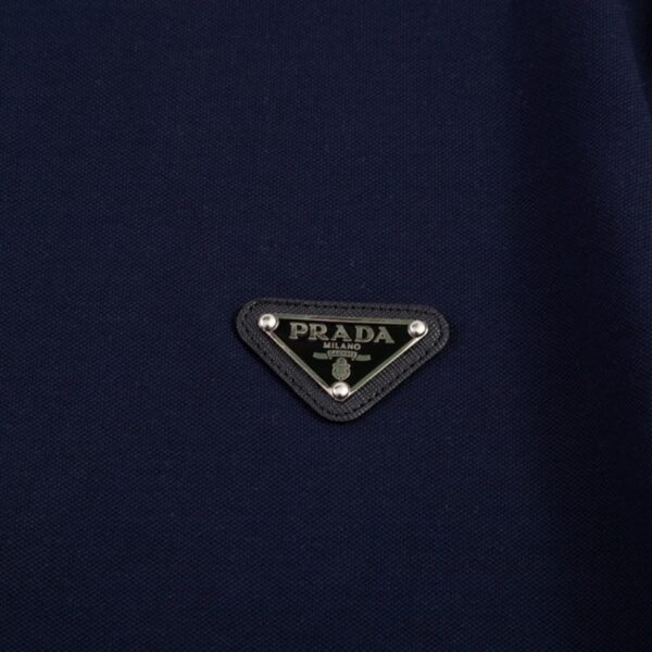 Polo Shirt Prada Logo Stripe Navy PD004 - Image 4