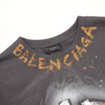 T-shirt Balenciaga BB Logo Spray Paint Black BL007 - Image 4