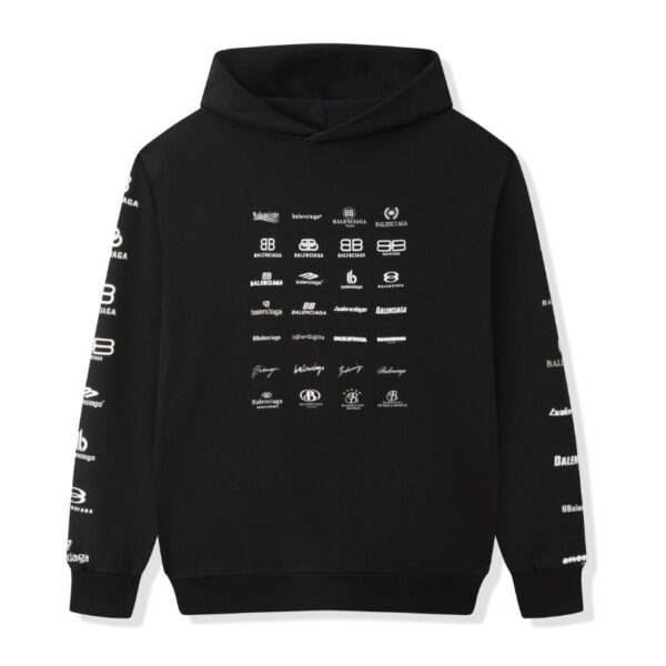 Balenciaga Multi-Logo Print Hoodie Black BL002 - Image 1