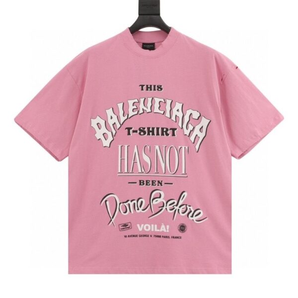 T-shirt Balenciaga Graphic Slogan Distressed Pink BL009 - Image 1