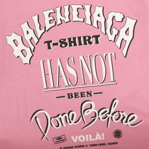 T-shirt Balenciaga Graphic Slogan Distressed Pink BL009 - Image 4