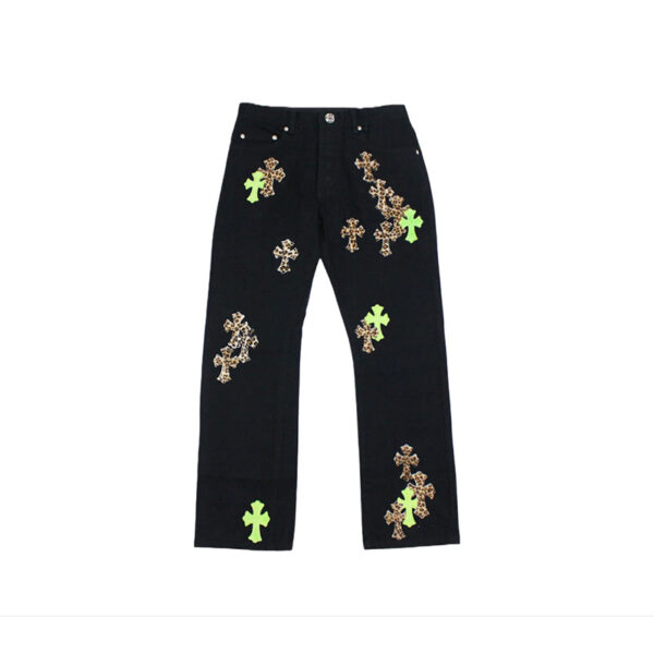 Jeans Chrome Hearts Green & Leopard Cross - Image 1