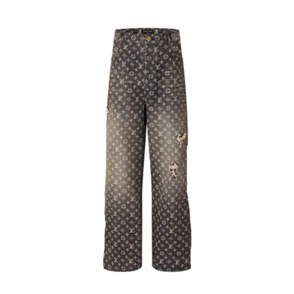 Louis Vuitton Distressed Baggy Monogram Jeans - Image 1