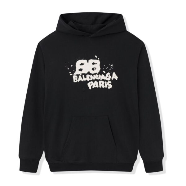 Balenciaga Paris Graffiti Logo Hoodie Black BL003 - Image 1